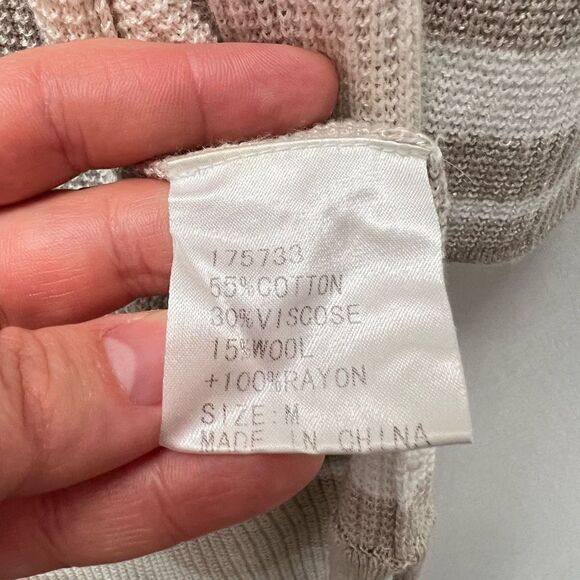 Foxcroft NYC Brown Striped Duster Cardigan Sweater Open Front Long Sleeve Size M - Picture 7 of 8